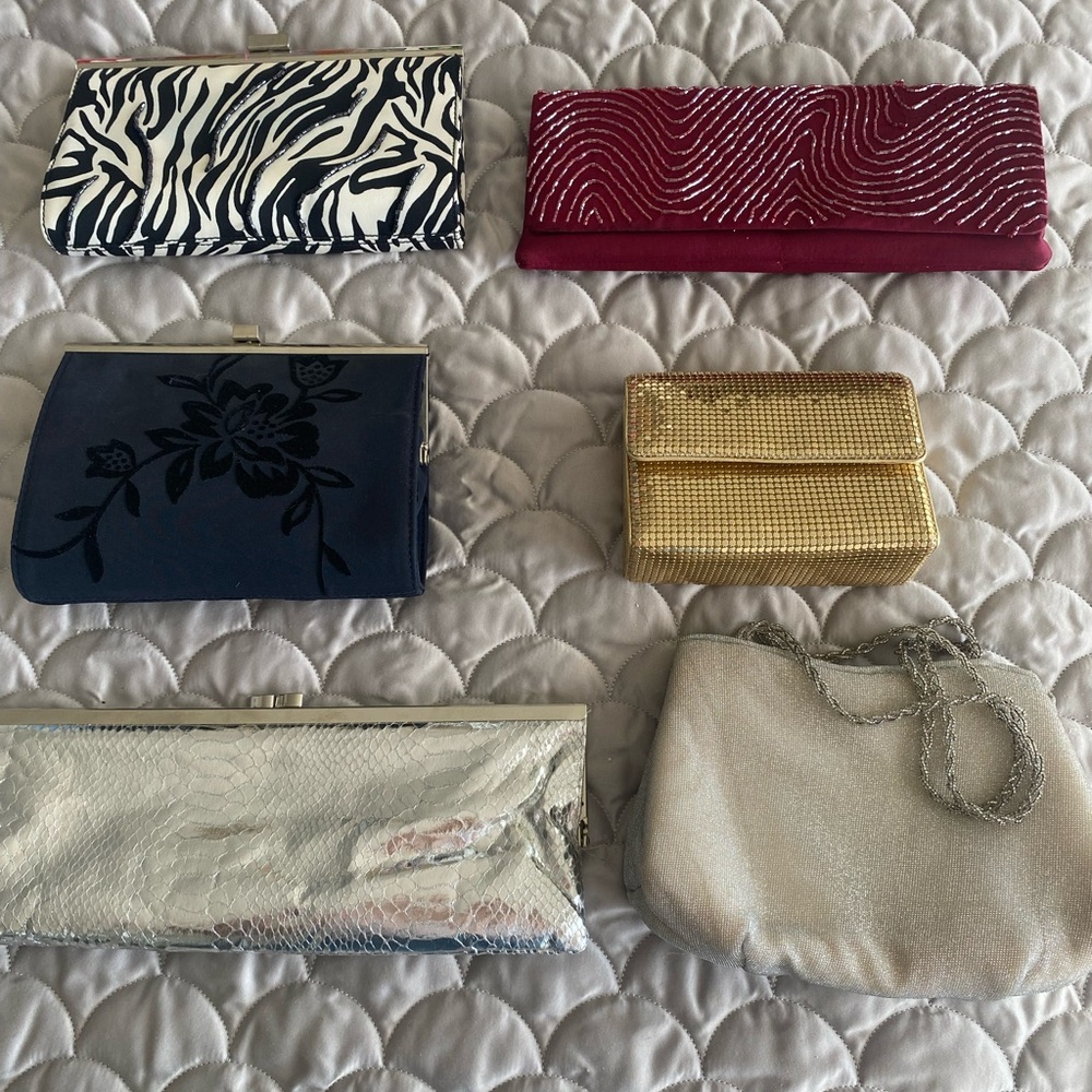 6 Evening Bags for Any Occasion (gold, silver, navy, red)
